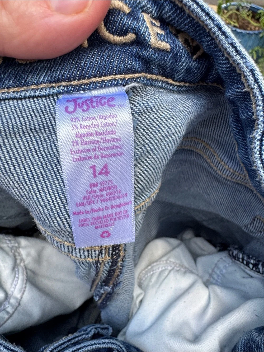 Justice Blue Denim Shorts with Rainbow Patch size 14